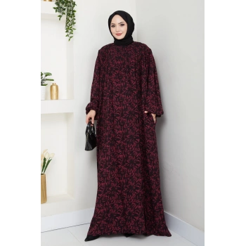 Şık ve Rahat Robalı Büyük Beden Viskon Anne Elbisesi Gül