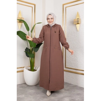 Yeni Sezon Kapüşonlu Kapitone Kahve Kap