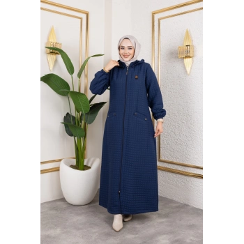 Yeni Sezon Kapüşonlu Kapitone Lacivert Kap