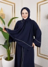 Taşlı Dubai İpeği Abaya Lacivert