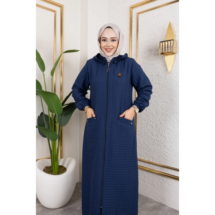 Yeni Sezon Kapüşonlu Kapitone Lacivert Kap