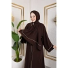 Taşlı Dubai İpeği Abaya kahve
