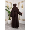 Taşlı Dubai İpeği Abaya kahve