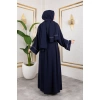 Taşlı Dubai İpeği Abaya Lacivert