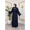 Taşlı Dubai İpeği Abaya Lacivert
