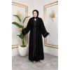 Taşlı Dubai İpeği Abaya siyah