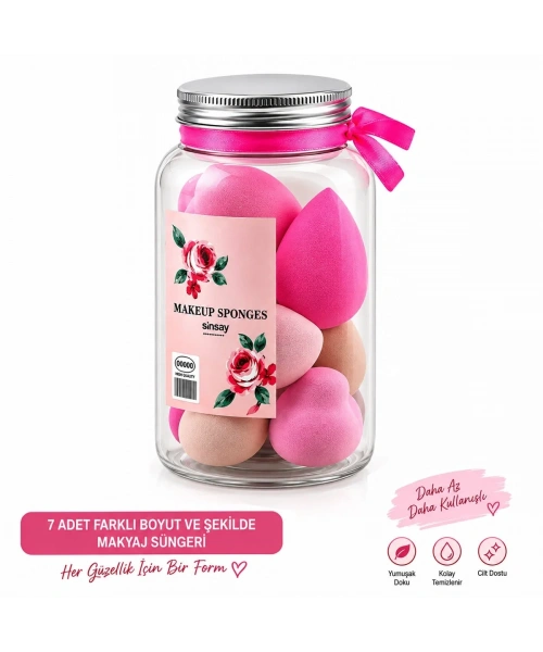 70 ADET MAKYAJ SÜNGER SETİ PLASTİK KOVA (5468)