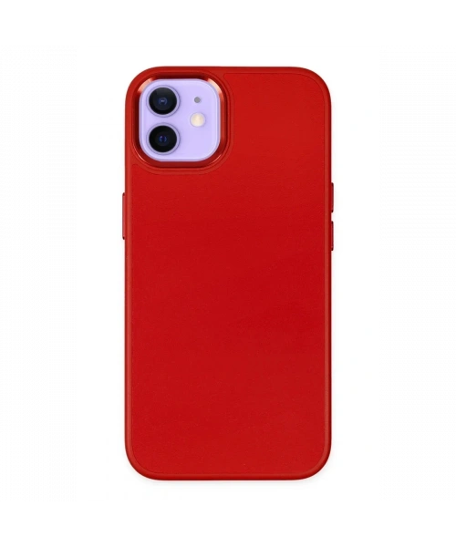 Apple iPhone 12 Kılıf Asya Deri Silikon - Kırmızı
