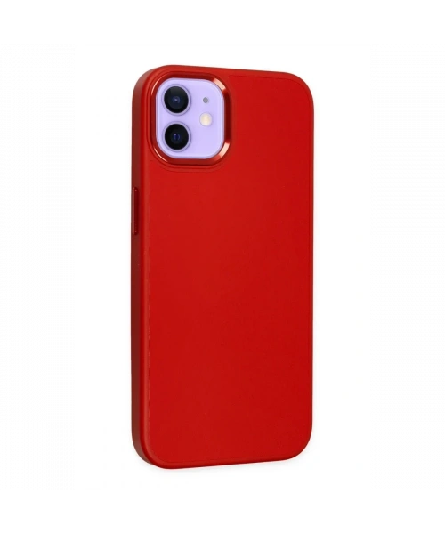 Apple iPhone 12 Kılıf Asya Deri Silikon - Kırmızı