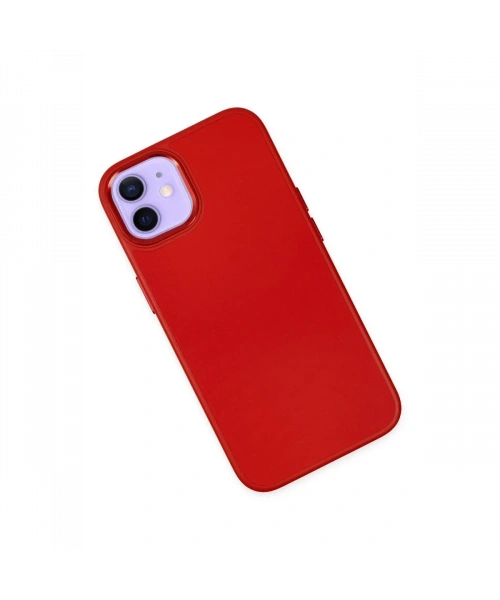 Apple iPhone 12 Kılıf Asya Deri Silikon - Kırmızı