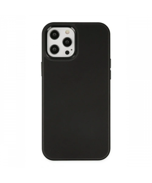 Apple iPhone 12 Pro Max Kılıf Asya Deri Silikon - Siyah