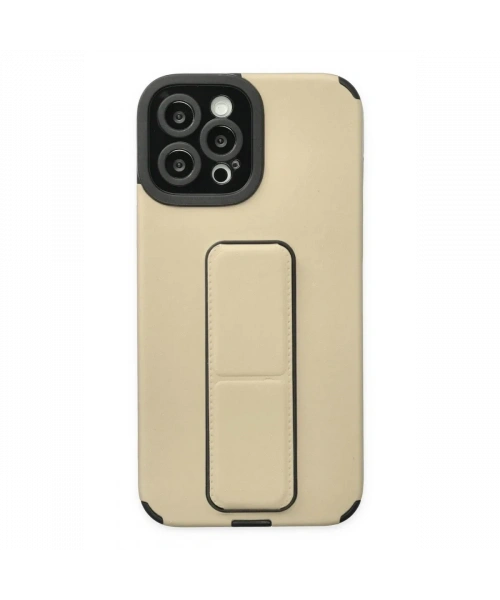 Apple iPhone 12 Pro Max Kılıf Mega Standlı Silikon - Gold