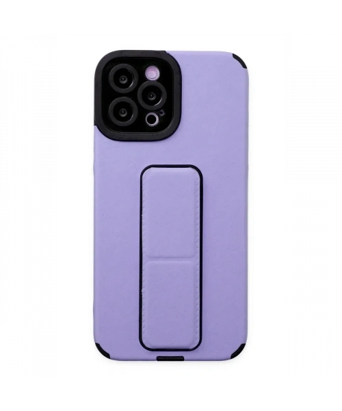 Apple iPhone 12 Pro Max Kılıf Mega Standlı Silikon - Lila