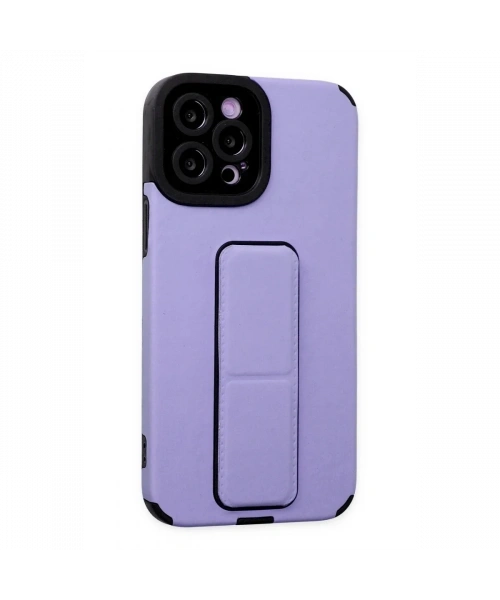 Apple iPhone 12 Pro Max Kılıf Mega Standlı Silikon - Lila