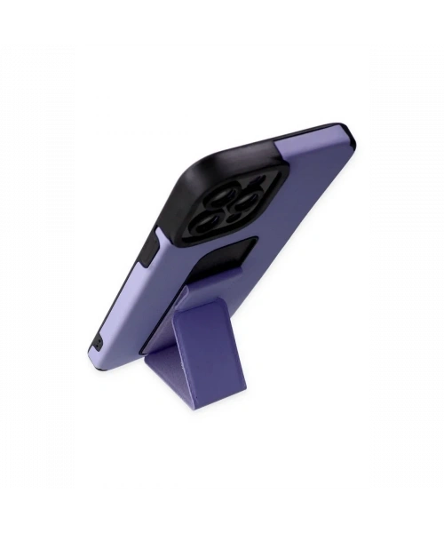 Apple iPhone 12 Pro Max Kılıf Mega Standlı Silikon - Lila
