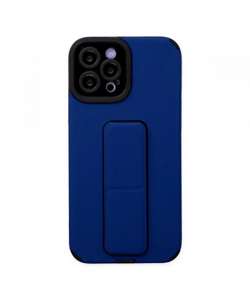 Apple iPhone 12 Pro Max Kılıf Mega Standlı Silikon - Mavi