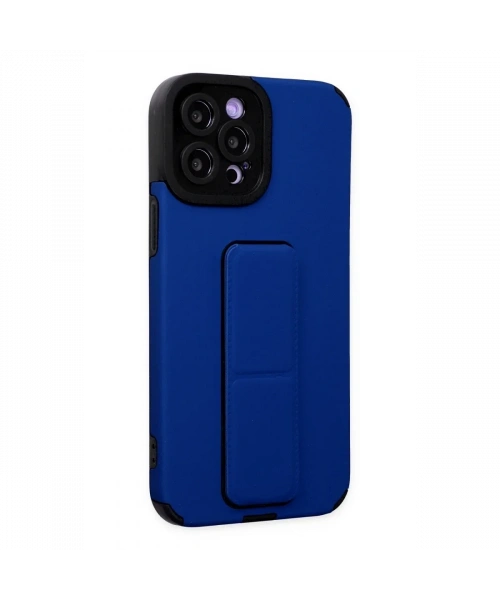 Apple iPhone 12 Pro Max Kılıf Mega Standlı Silikon - Mavi