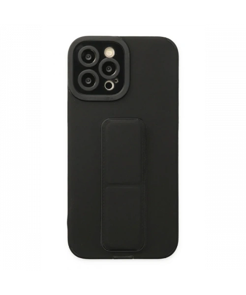 Apple iPhone 12 Pro Max Kılıf Mega Standlı Silikon - Siyah