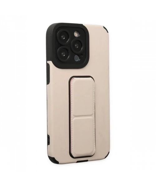Apple iPhone 13 Pro Kılıf Mega Standlı Silikon - Gold