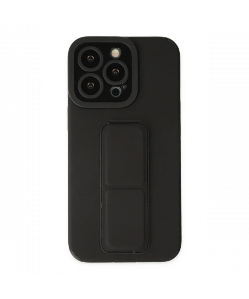 Apple iPhone 13 Pro Kılıf Mega Standlı Silikon - Siyah