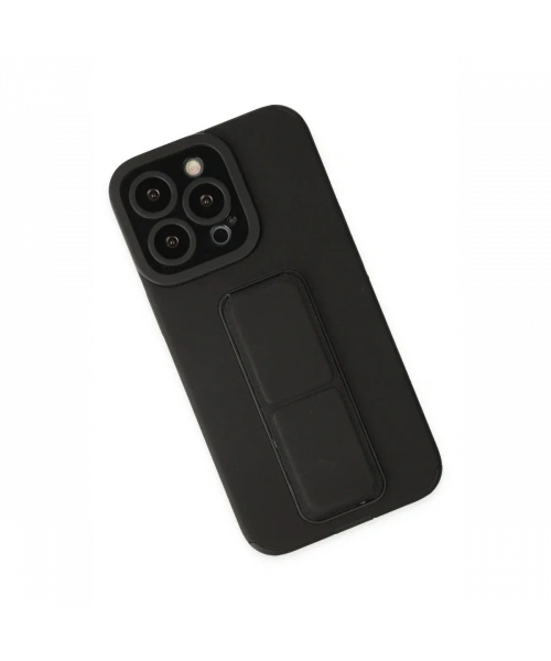 Apple iPhone 13 Pro Kılıf Mega Standlı Silikon - Siyah