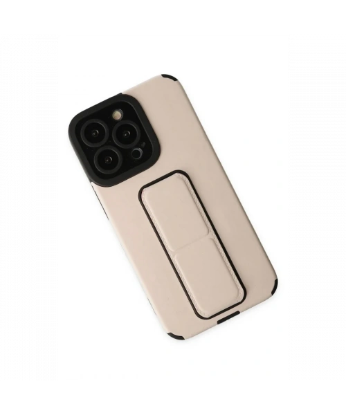 Apple iPhone 13 Pro Max Kılıf Mega Standlı Silikon - Gold