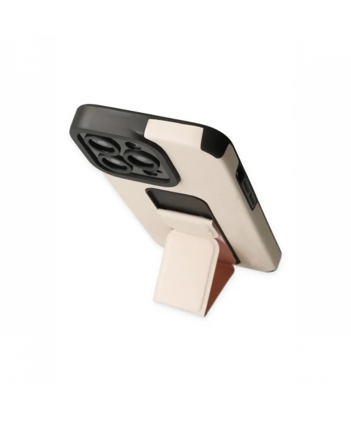 Apple iPhone 13 Pro Max Kılıf Mega Standlı Silikon - Gold