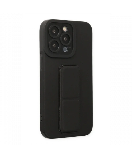 Apple iPhone 13 Pro Max Kılıf Mega Standlı Silikon - Siyah