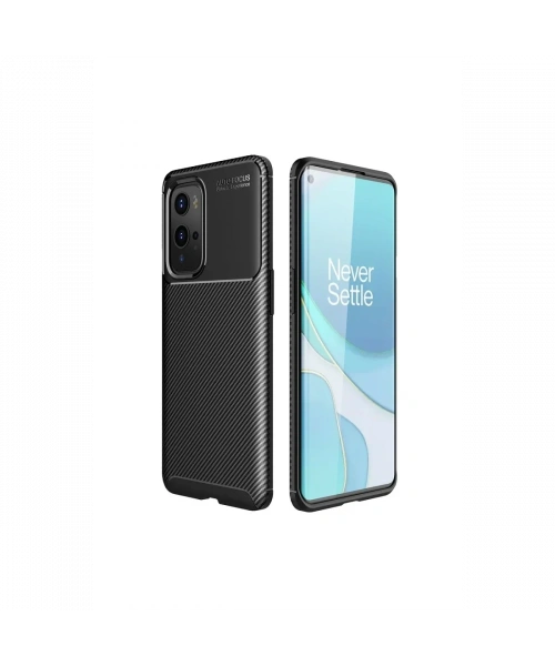 One Plus 9 Pro Kılıf Auto Focus Karbon Kapak - Siyah