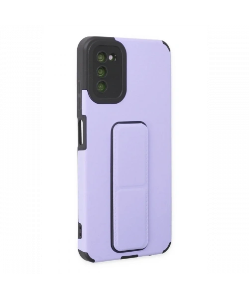 Samsung Galaxy A03S Kılıf Mega Standlı Silikon - Lila