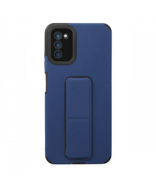 Samsung Galaxy A03S Kılıf Mega Standlı Silikon - Mavi