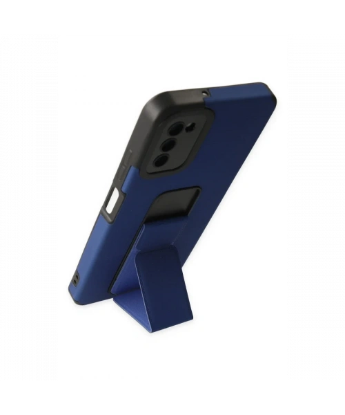 Samsung Galaxy A03S Kılıf Mega Standlı Silikon - Mavi