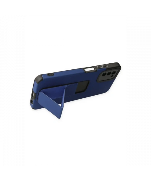 Samsung Galaxy A03S Kılıf Mega Standlı Silikon - Mavi