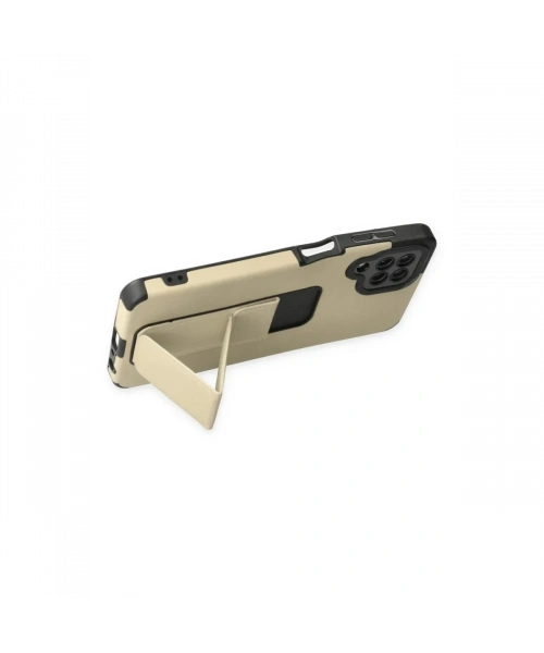 Samsung Galaxy A22 Kılıf Mega Standlı Silikon - Gold