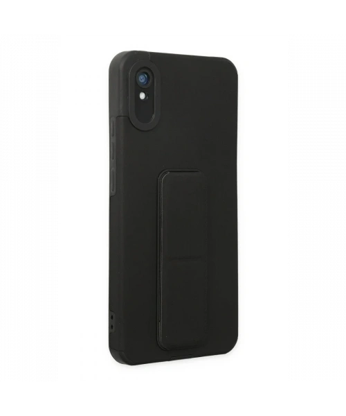 Xiaomi Redmi 9A Kılıf Mega Standlı Silikon - Siyah