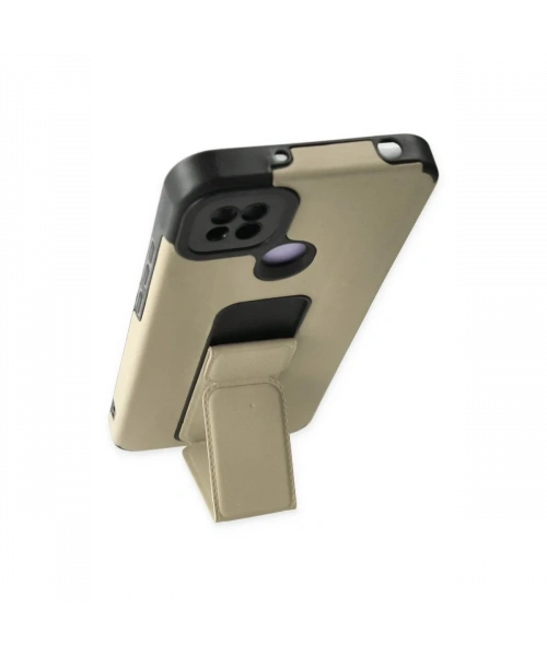 Xiaomi Redmi 9C Kılıf Mega Standlı Silikon - Gold