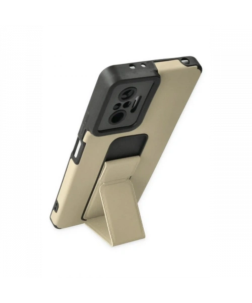 Xiaomi Redmi Note 10 Pro Kılıf Mega Standlı Silikon - Gold