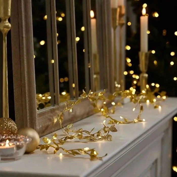 3 Metre Yaldızlı Gold LED Işık – Dekoratif Ortam ve Yılbaşı Aydınlatması