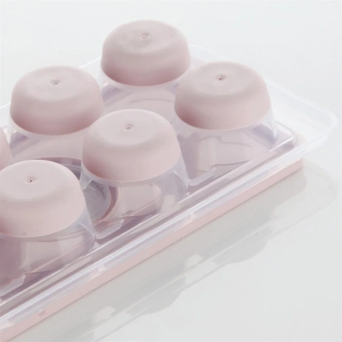 BiiShe® 12li Kapaklı Yapışmaz Silikon Tabanlı Plastik Küp Buz Kalıbı