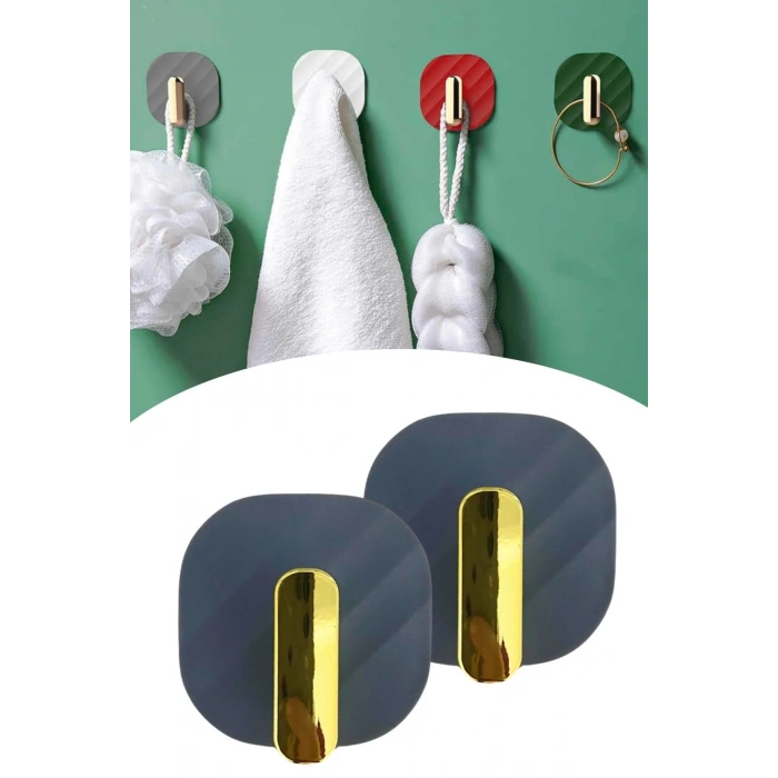 BiiShe®  2li Yapışkanlı Retro Askılık Dolap Kapak Kulpu Gri