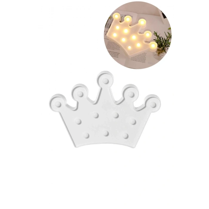 BiiShe® 3D Dekoratif Pilli Kraliçe Tacı Model Led Masa ve Gece Lambası