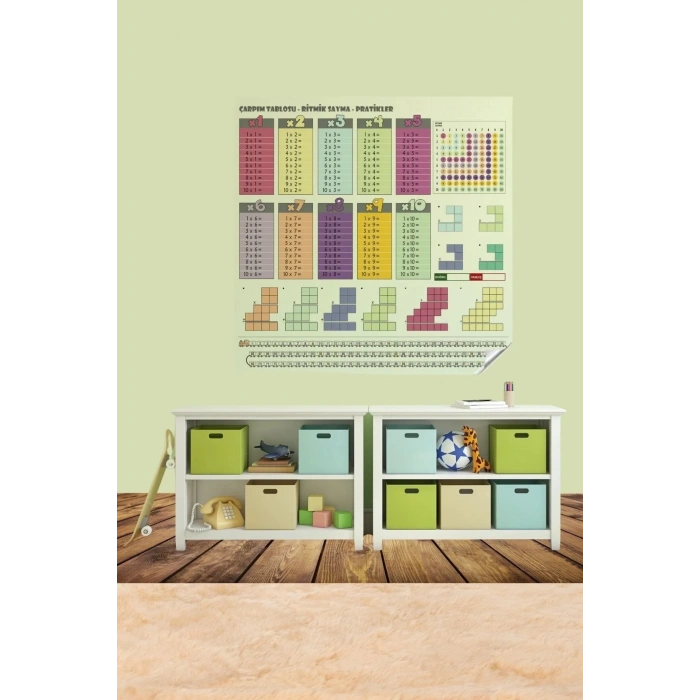 BiiShe® 70x70cm Statik İz Bırakmaz Kağıt Renkli Çarpım Tablosu