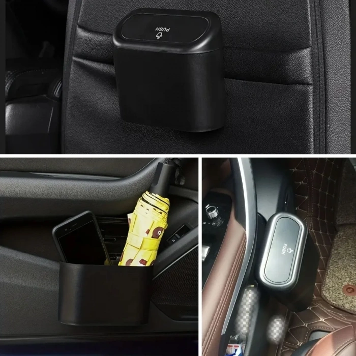 BiiShe® Araç İçi Takılarak Sabitlenebilen Mini Kapaklı Çöp Kovası