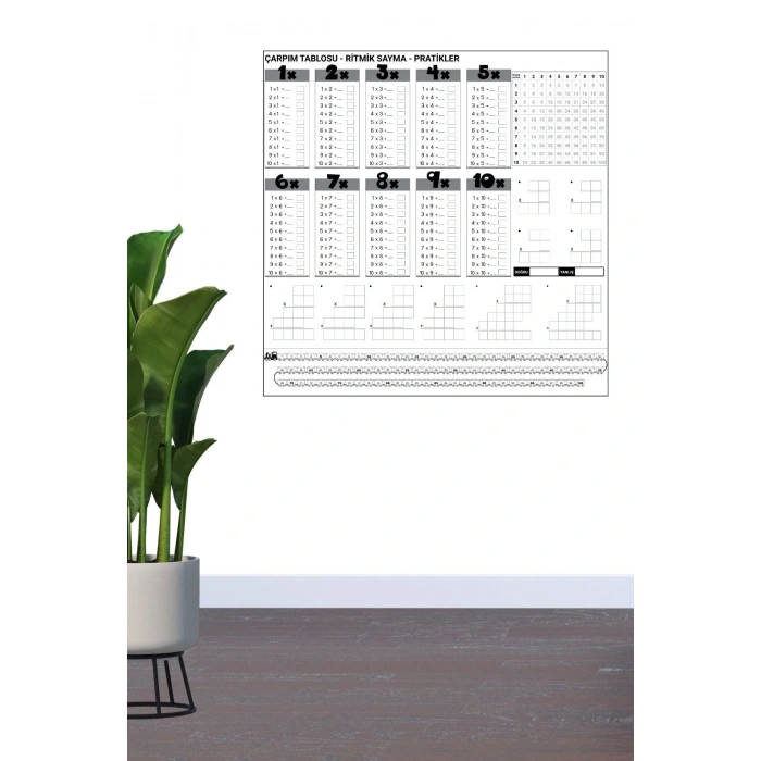 BiiShe® Çarpım Tablosu Ezberleme Manyetik Duvar Stickerı 105 x 100 cm