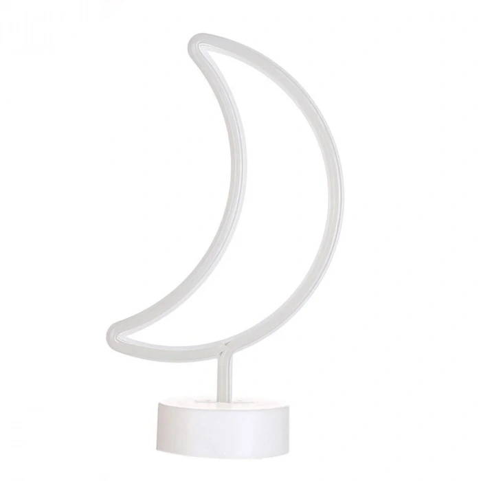 BiiShe® Dekoratif Pilli Ay Tasarımlı 3D Neon Led Masa Ve Gece Lambası