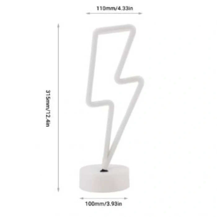 BiiShe® Dekoratif Şimşek Şeklinde Pilli Neon Led Lamba Süs Masa Lambası