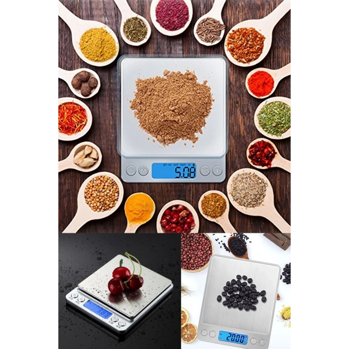 BiiShe® Dijital Hassas Mutfak Terazisi Hassas Tartı 2000 Gr/01 Gr Hassasiyet