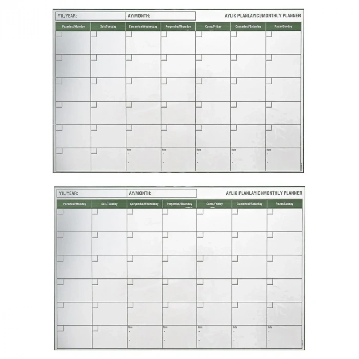 BiiShe® Manyetik Yapışkanlı Bir Aylık Program Planlayıcı Takvim 85x56 cm