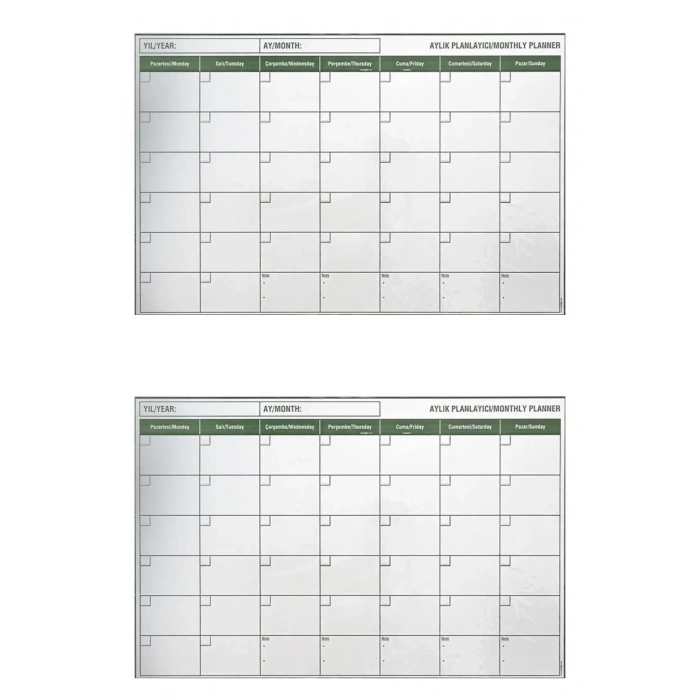 BiiShe® Manyetik Yapışkanlı Bir Aylık Program Planlayıcı Takvim 85x56 cm