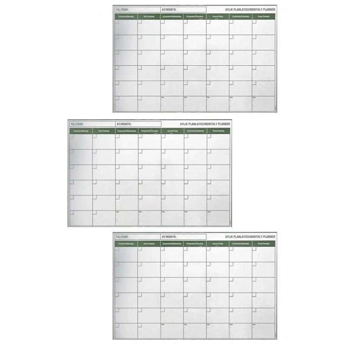 BiiShe® Manyetik Yapışkanlı Bir Aylık Program Planlayıcı Takvim 85x56 cm